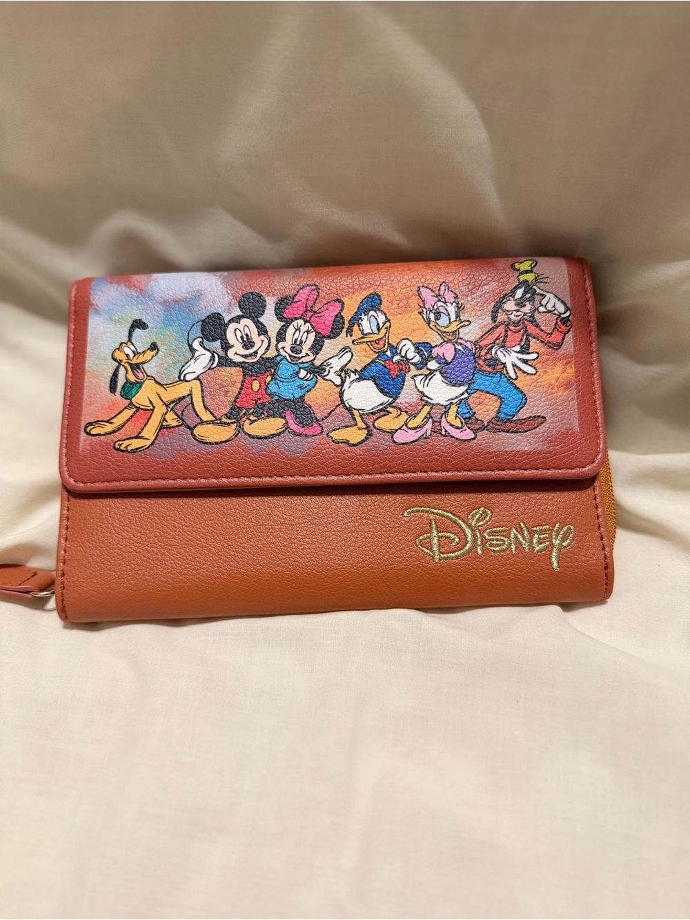 Disney Rust Orange/Brown Character Fold Wallet with Classic Cast